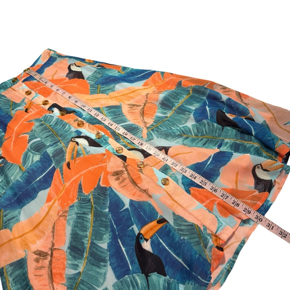 NWT FARM RIO Plantage Rio Toucan Forrest Midi Skirt Button Tropical Button XS - Picture 13 of 13